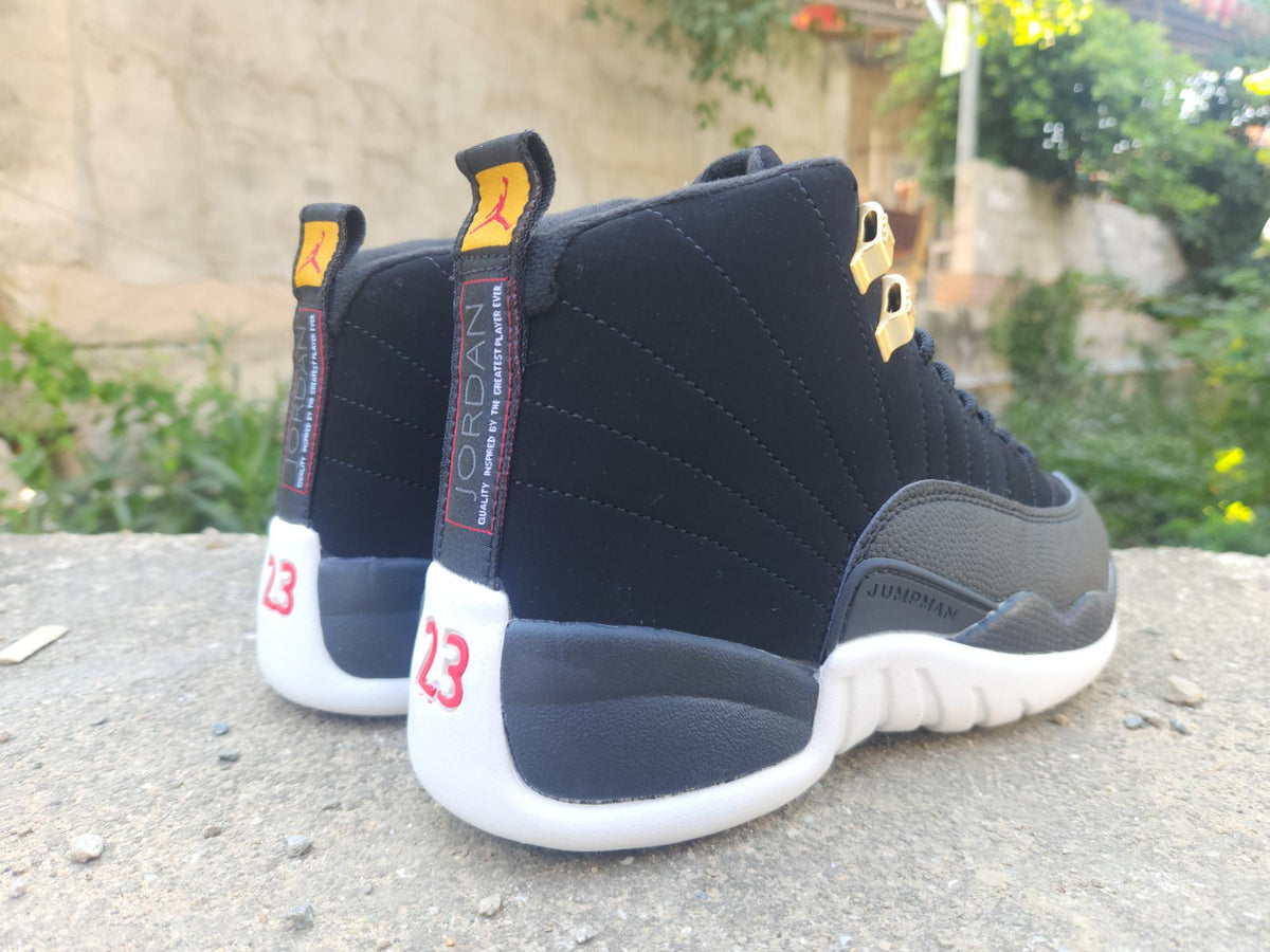 Air Jordan 12 Retro Men's Sneakers – Black, White & Gold
