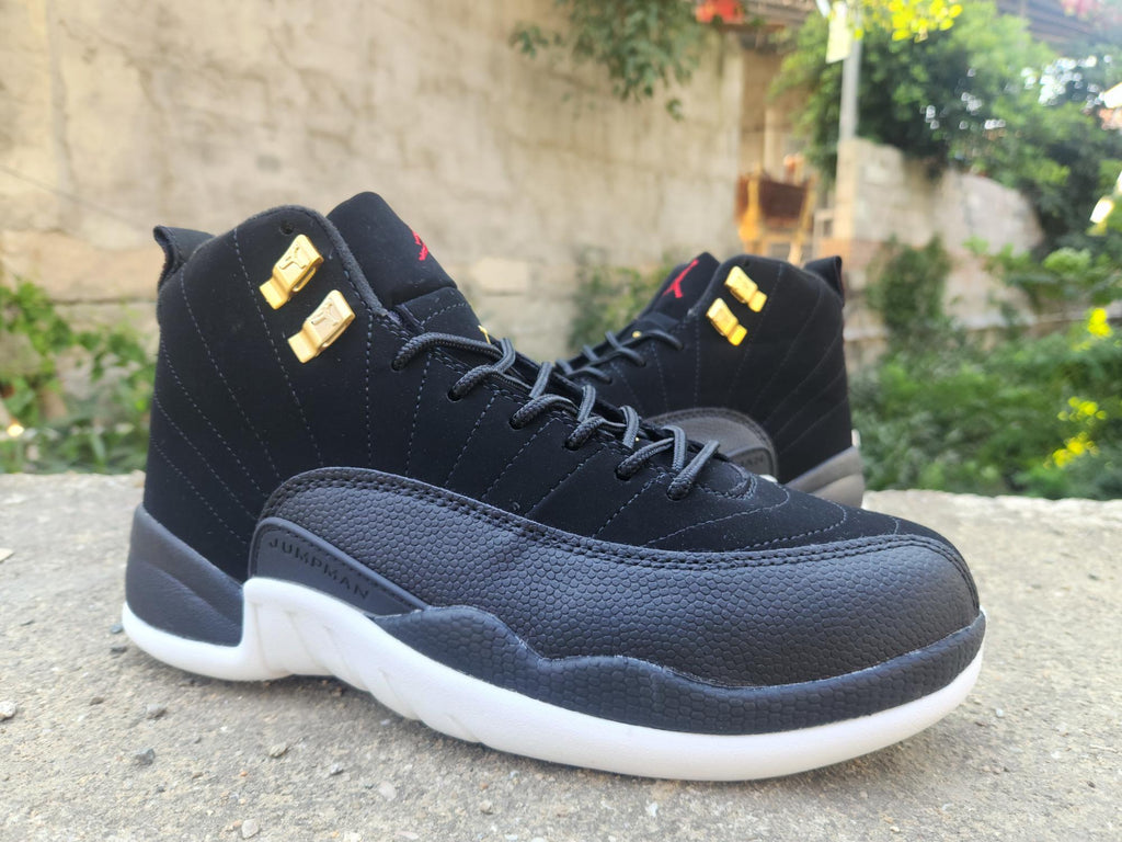 Air Jordan 12 Retro Men's Sneakers – Black, White & Gold