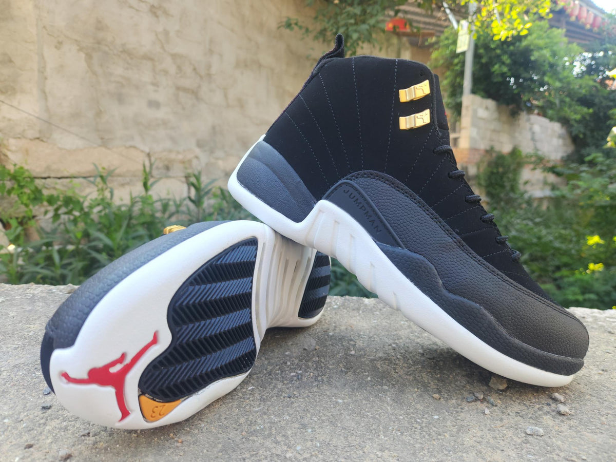 Air Jordan 12 Retro Men's Sneakers – Black, White & Gold